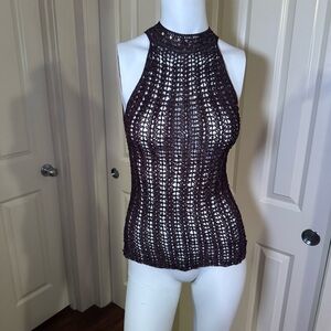 Zara Dark Brown Crochet Tank Top
